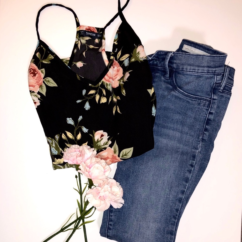Floral razor back tank top